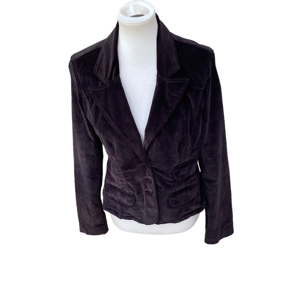 Calvin Klein Jeans Brown Button Ladies Blazer 98% Cotton Notched Lapel Collar